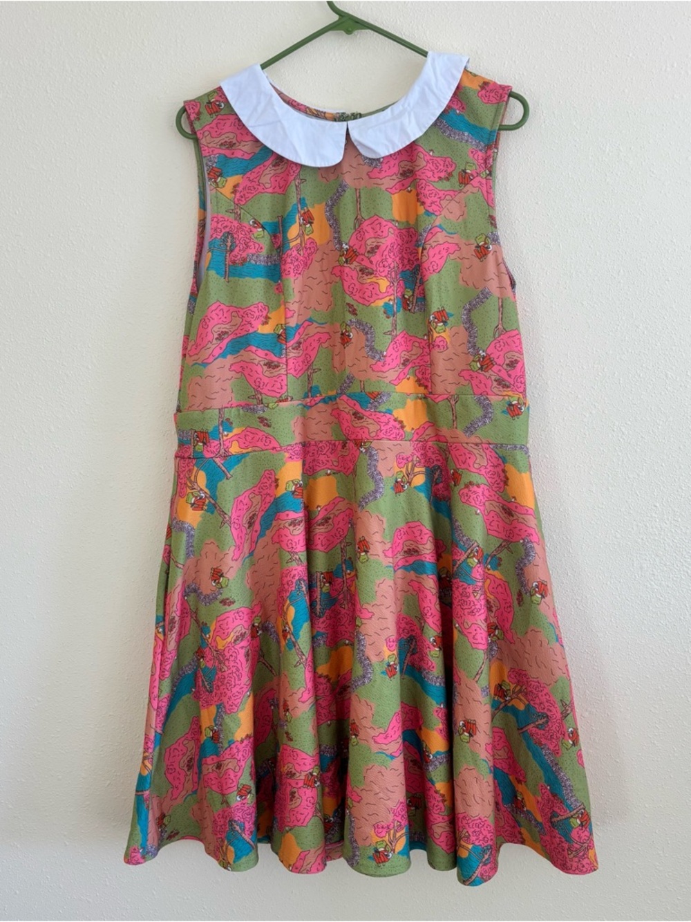 Women’s Mini Dress with White Peter Pan Collar - Multicolor